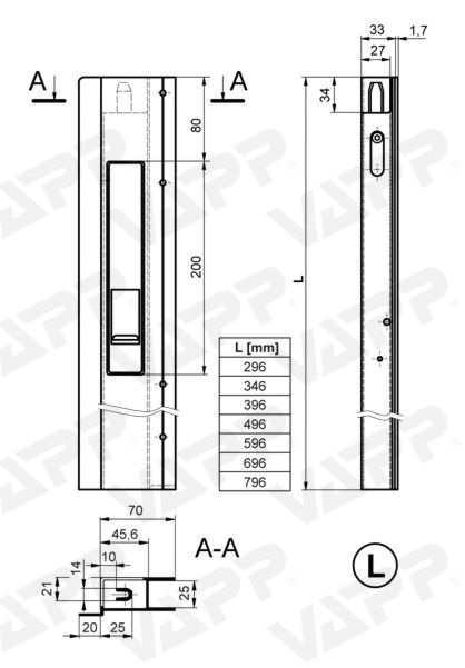 Uzávěr bočnic s lemem SAFEGRIP 350mm levý 