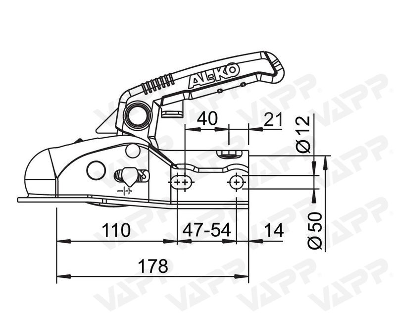 Tažná spojka AK 161+zámek+vložky 35/45+Safety Ball+Soft Dock