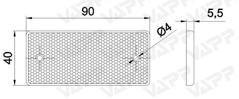 Odrazka bílá obdélníková 90x40 mm Fristom s otvoryUP105x48 (49U) 