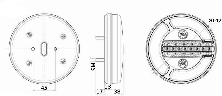 Svítilna WAS W153/1128 sdružená LED 12-24V, P-L, BL/BR/KO, kabel 2m 