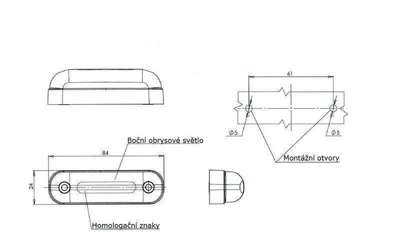 Svítilna boční obrysová LED WAS W109N, 12-24V, neon efekt 