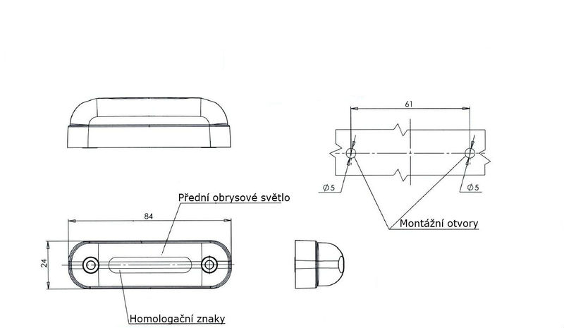 Svítilna přední obrysová LED WAS W109N, 12-24V, neon efekt 