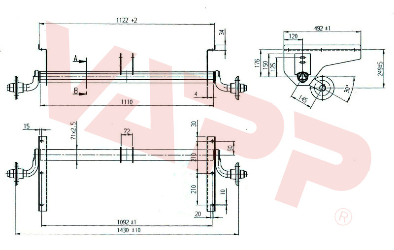 Náprava AL-KO OPTIMA UBR 700-5 (750 kg) a=1092 mm, 100x4, vysoké patky (Pongratz