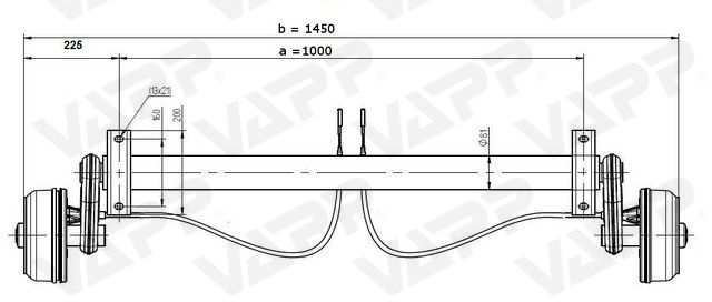 Náprava KNOTT GB 13 (1350 kg) b=1000 mm 200x50 (112x5)