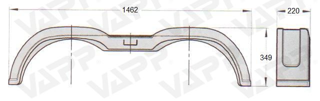 Blatník tandemový plast š220/v349/d1462 mm prolomený černý