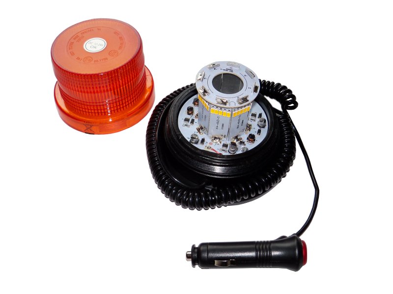 Maják magnetický LED oranžový BO, kroucený kabel, IP 56, 12/24 V