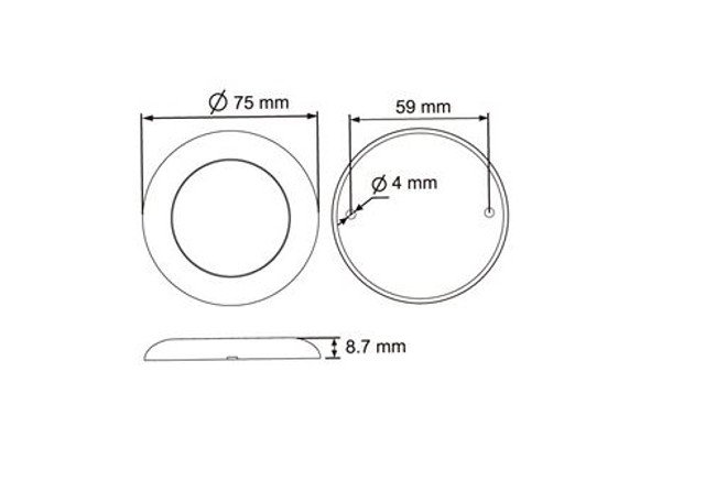 Vnitřní osvětlení Lucidity 22765 pr. 75 mm, 12-24V, 120/84 lm, 6 LED, dotek. spínač, IP67