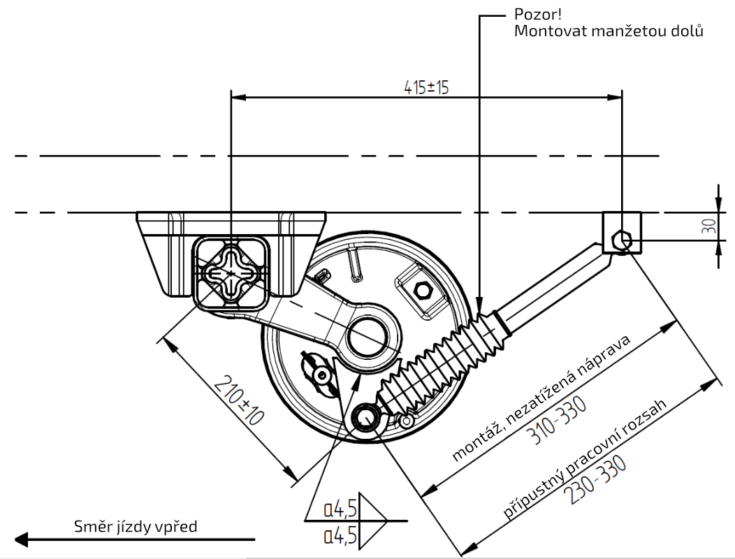 Tlumič k nápravě KNOTT (do 1800kg/1 náprava) montáž za kolo, modrý