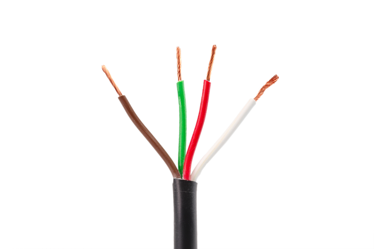 Kabel 4x0,75 mm2, hnědá/ bílá/ červená/ zelená, balení  50 m