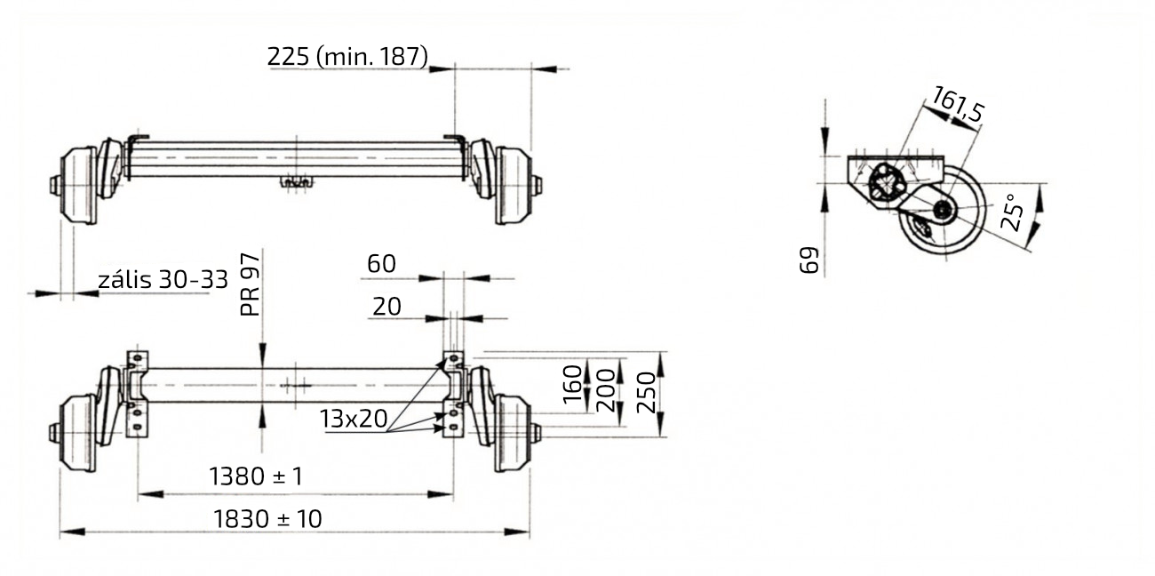 Náprava AL-KO Compact B 1200-6 (1350 kg) a=1380 mm, 112x5