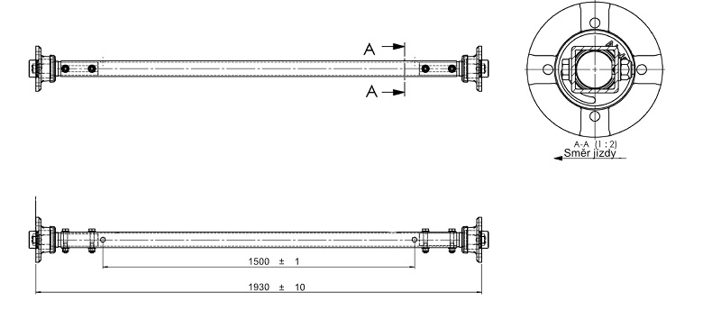 Náprava AL-KO Starr Plus LS ( 750kg) a=1500 mm, 100x4