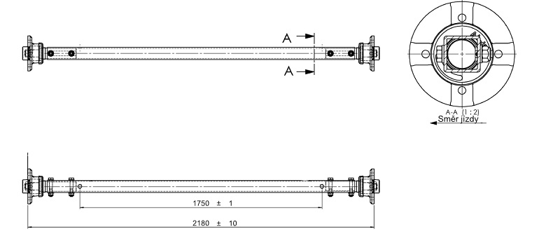 Náprava AL-KO Starr Plus LS ( 750kg) a=1750 mm, 100x4