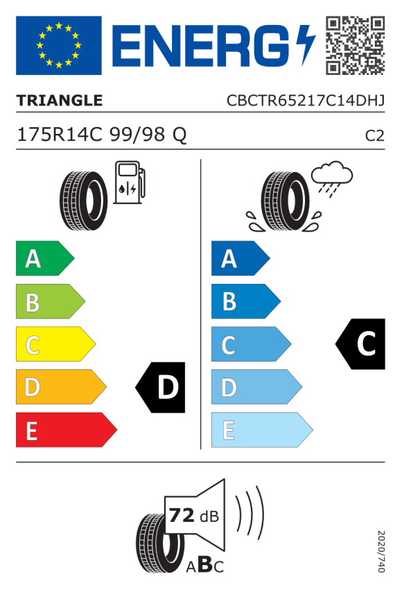 Pneu 175 R14C 99Q (775 kg) Triangle TR652 M+S