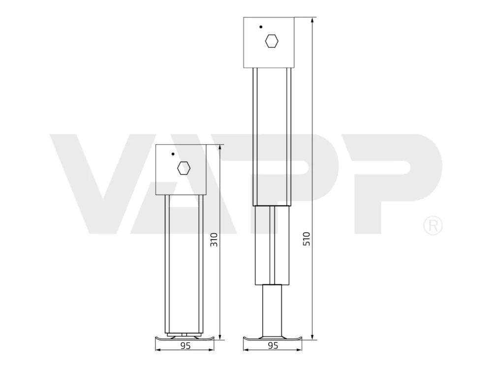 Sada opěrných nohou AL-KO AREX Light II 500kg, 510 mm (2 ks) vč. kliky