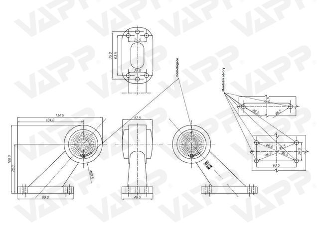 Svítilna doplňková obrysová LED WAS W21.7RF 299BC, 12-24V, levá 108 mm 