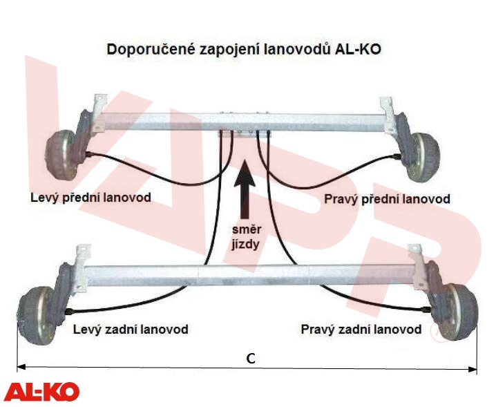 Lanovod brzdový staré provedení AL-KO 800/1025 mm, závit M8