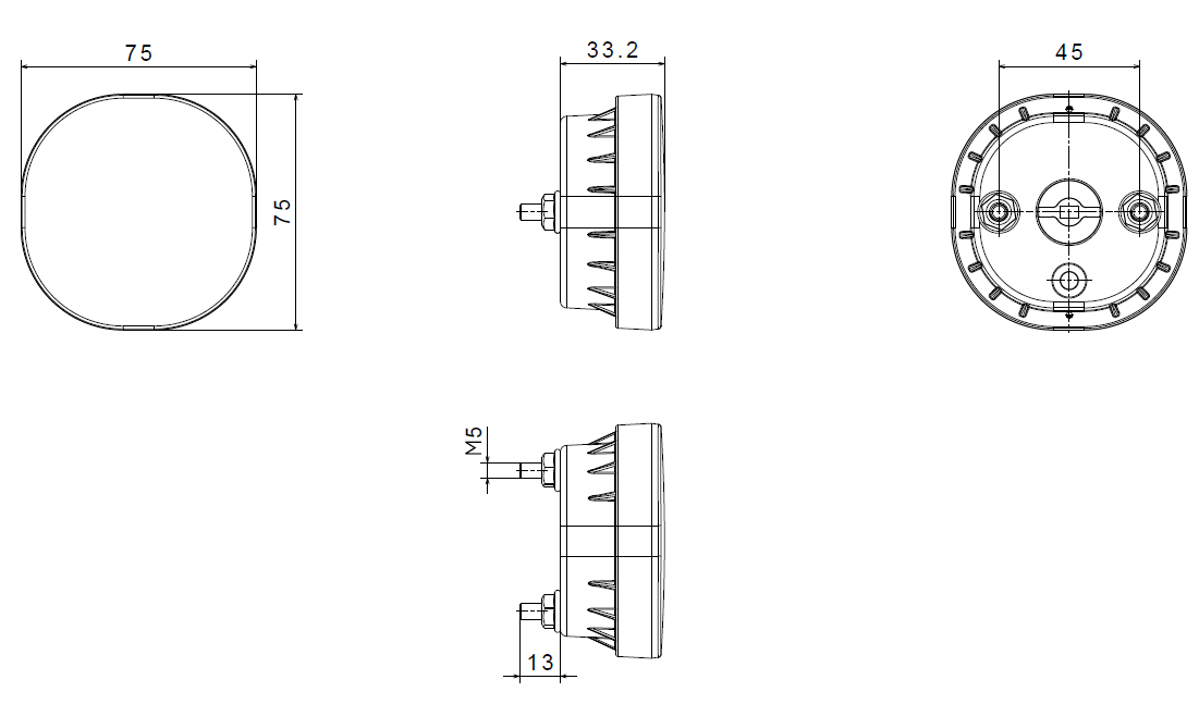 Svítilna couvací zadní LED Fristom FT-410, 12-36V, kabel 0,5m SS konektor