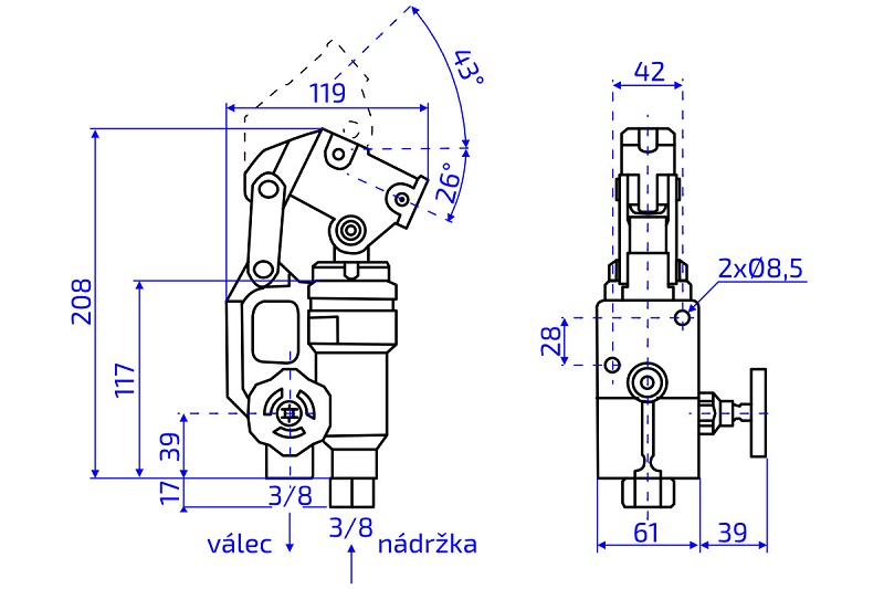 Pumpa hydraulická dvojčinná - přídavná