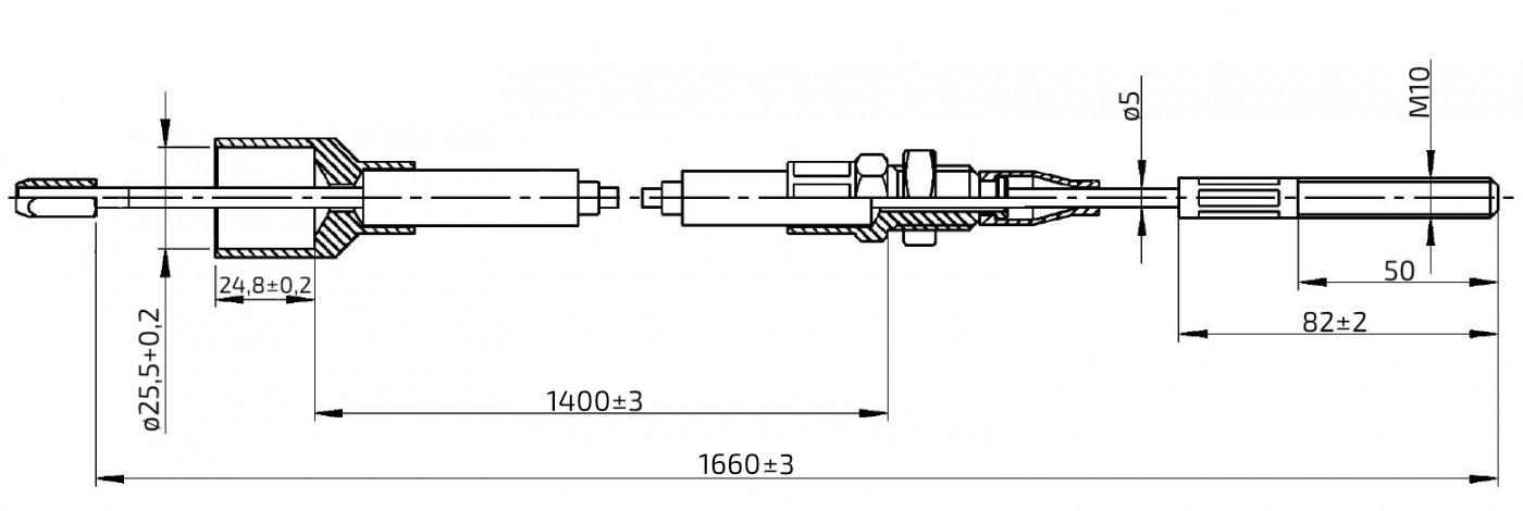 Lanovod brzdový pro 3062/3081 AL-KO 1400/1660 mm, závit M10