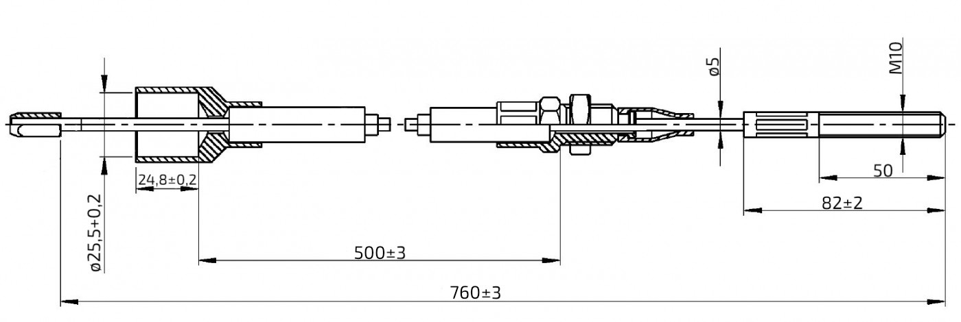 Lanovod brzdový pro 3062/3081 AL-KO 500/760 mm, závit M10