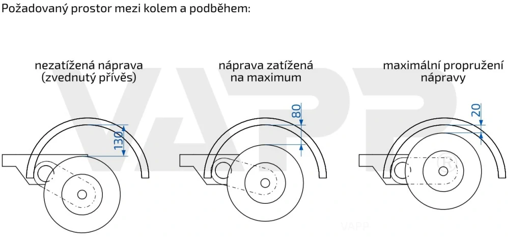 Náprava AL-KO Compact B 850-10 (1000 kg) a=1550 mm, c=2000 mm, 2051, 100x4
