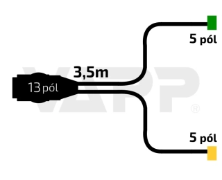 Kabeláž 3,5 m/13-pól. zástrčka, bez předních vývodů, baj5, Fristom