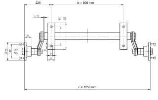 Náprava KNOTT VG 7-L (750 kg) b=800 mm,c=1250 mm, 100x4, nízké patky
