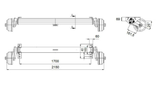 Náprava AL-KO EURO COMPACT B 1200-6 (1350 kg) a=1700 mm, 112x5
