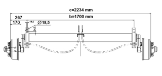 Náprava KNOTT GB 35-SV (3500 kg) b=1700 c=2234 mm 300x60 (205x6)