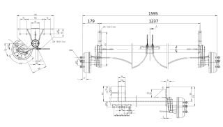 Náprava KNOTT GB 13 (1350 kg) b=1237 mm, 112x5, vysoké patky, středový držák