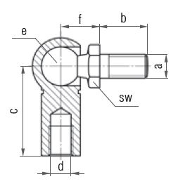 Kulový kloub WG CS k plynové vzpěře M6x12,5 (c=19mm), pro závit M6