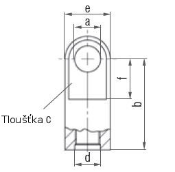 Oko k plynové vzpěře 16x10x6, otvor 6,1mm, pro závit M5
