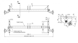 Náprava AL-KO UBR 700-5 (750kg) a=1320 mm 100x4, (Sacher)