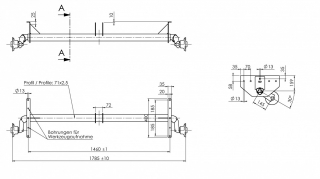 Náprava AL-KO UBR 700-5 (750kg) a=1460 mm, 100x4, (Sacher)