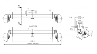 Náprava AL-KO Compact B 1200-6 (1350kg) a=1100mm 112x5, (Maro)