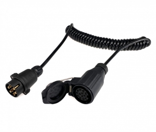 Propojovací kabel o délce 3m spirálový, 1x zástrčka 7 pól, 1x zásuvka kabelová 13 pól 12V