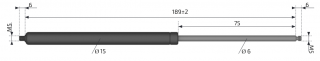 Plynová vzpěra AL-KO  189mm,   75N, M5-M5, 6/15