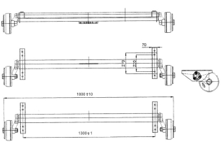 Náprava AL-KO Plus B 1800-9 (1800 kg) a=1300 mm, 112x5, zesílené patky