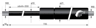 Plynová vzpěra Berthold Marx 735 mm, 10/21 M8