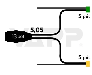 Kabeláž 5,05 m/13-pól/baj5/vývody QS75, VAPP UNI/PROFI 5,6 Lucidity kompatibilní
