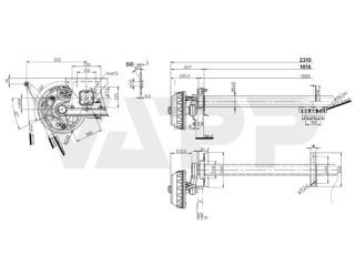 Náprava KNOTT VGB 18 (1800 kg) b=1816 mm, c=2310 mm, 250x40, 112x5